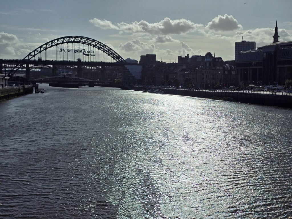 View up the Tyne river towards Newcastle and the Tyne bridge